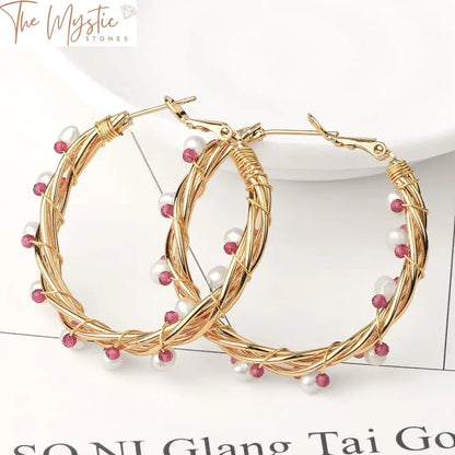 Pearl & Crystal Hoop Earrings