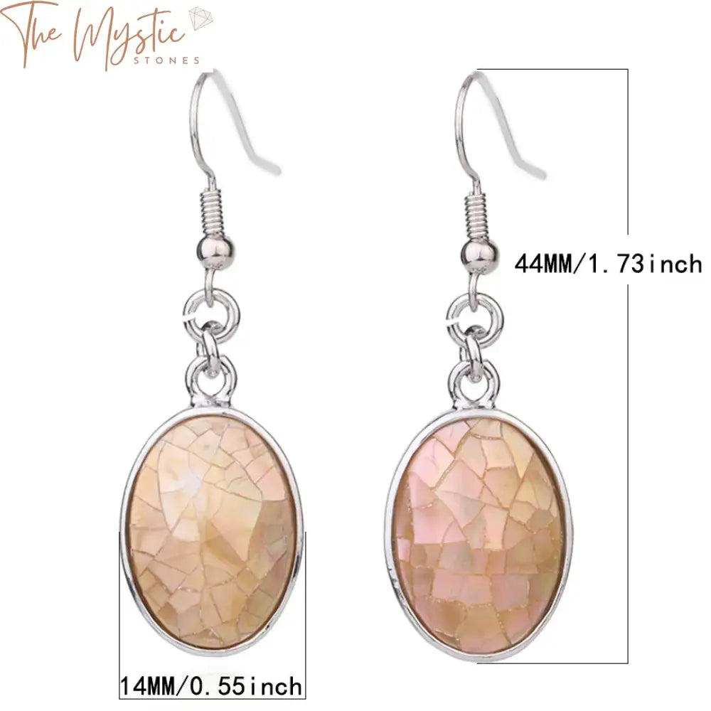 Pink Abalone Shell Egg Drop Earrings