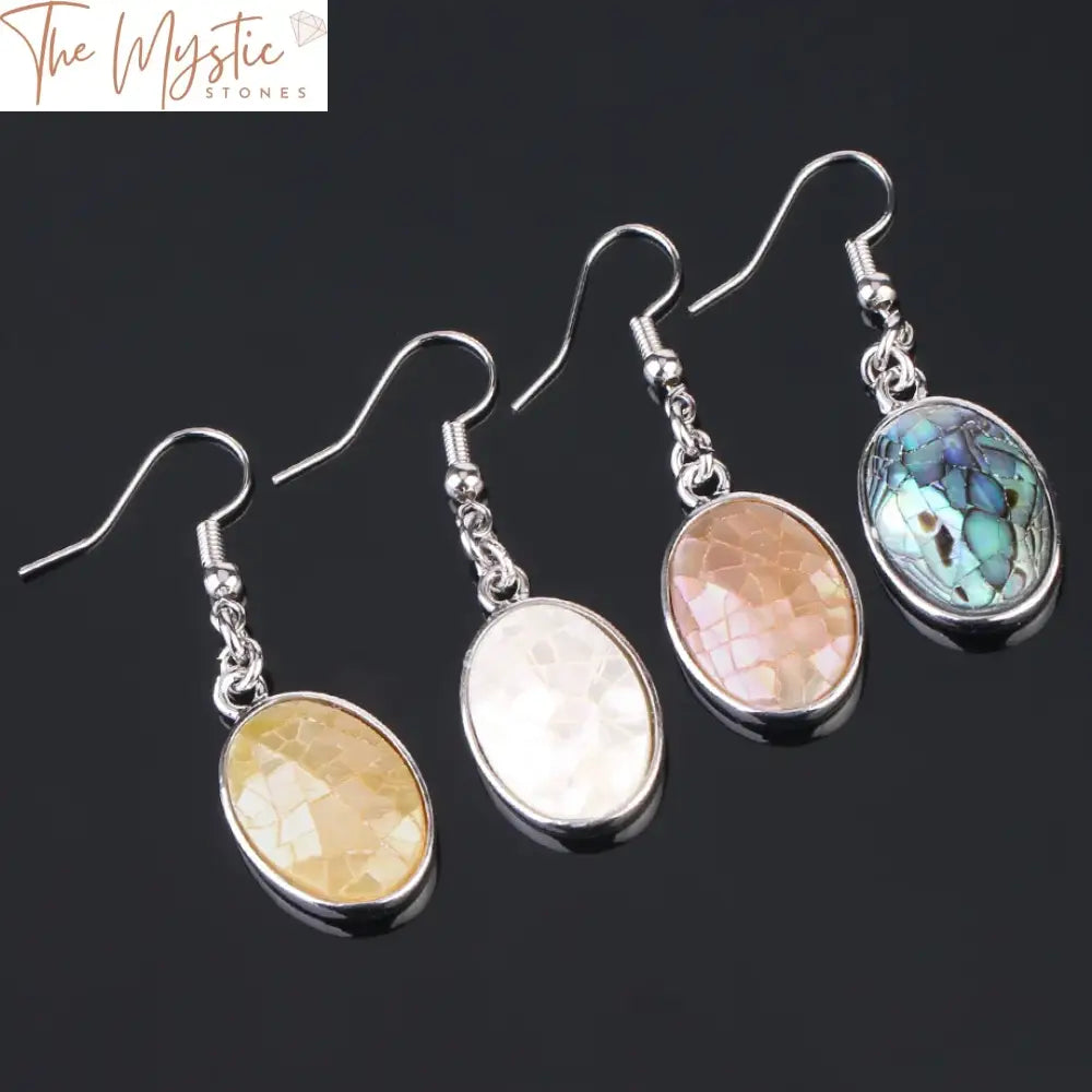 Pink Abalone Shell Egg Drop Earrings