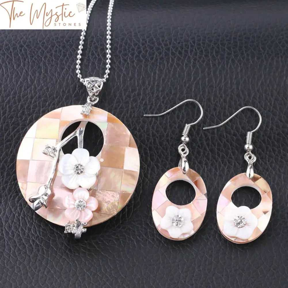 Pink Abalone Shell Pearl Jewelry Set