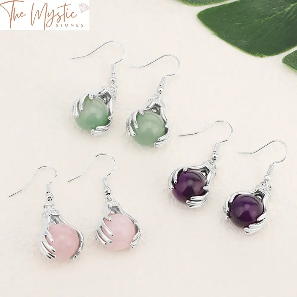 Pink Amethyst Quartz Crystal Drop Earrings