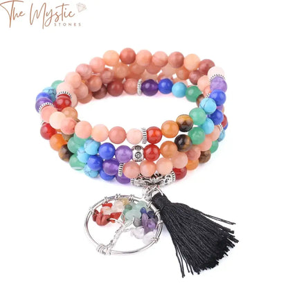 Pink Aventurine Tree Of Life Chakra Bracelet