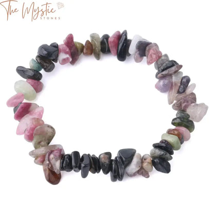 Pink Black Tourmaline Crystal Bracelet