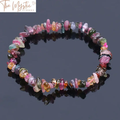 Pink Black Tourmaline Crystal Bracelet