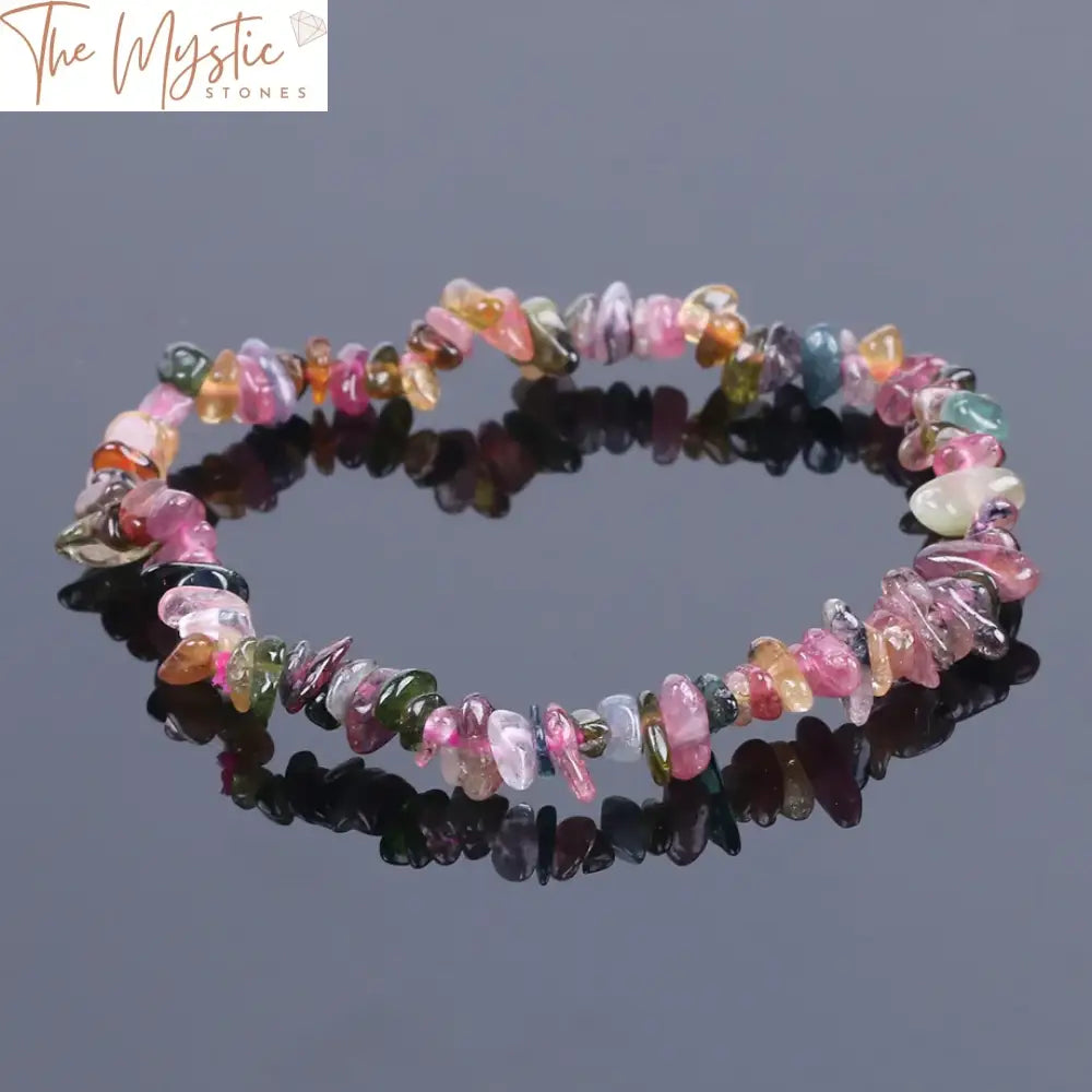 Pink Black Tourmaline Crystal Bracelet