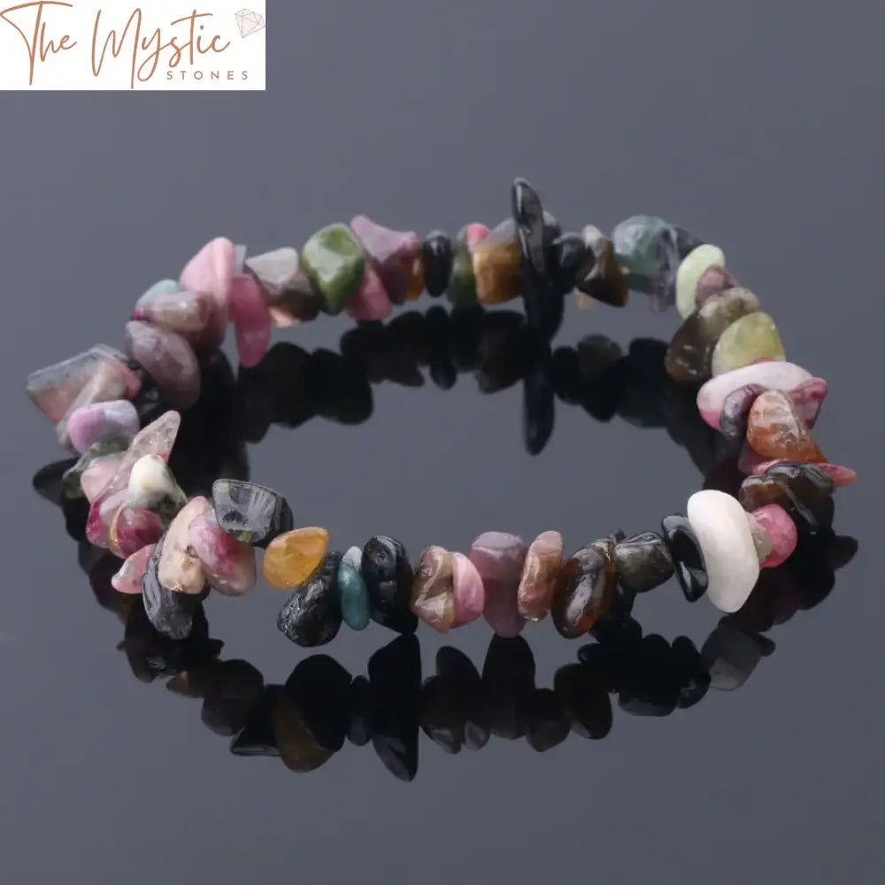 Pink Black Tourmaline Crystal Bracelet