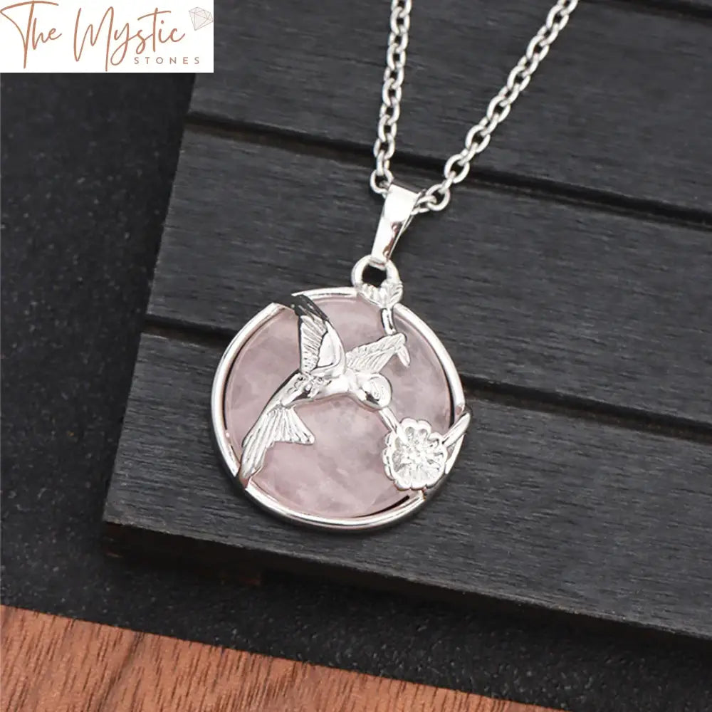 Pink Crystal Bird Pendant Necklace