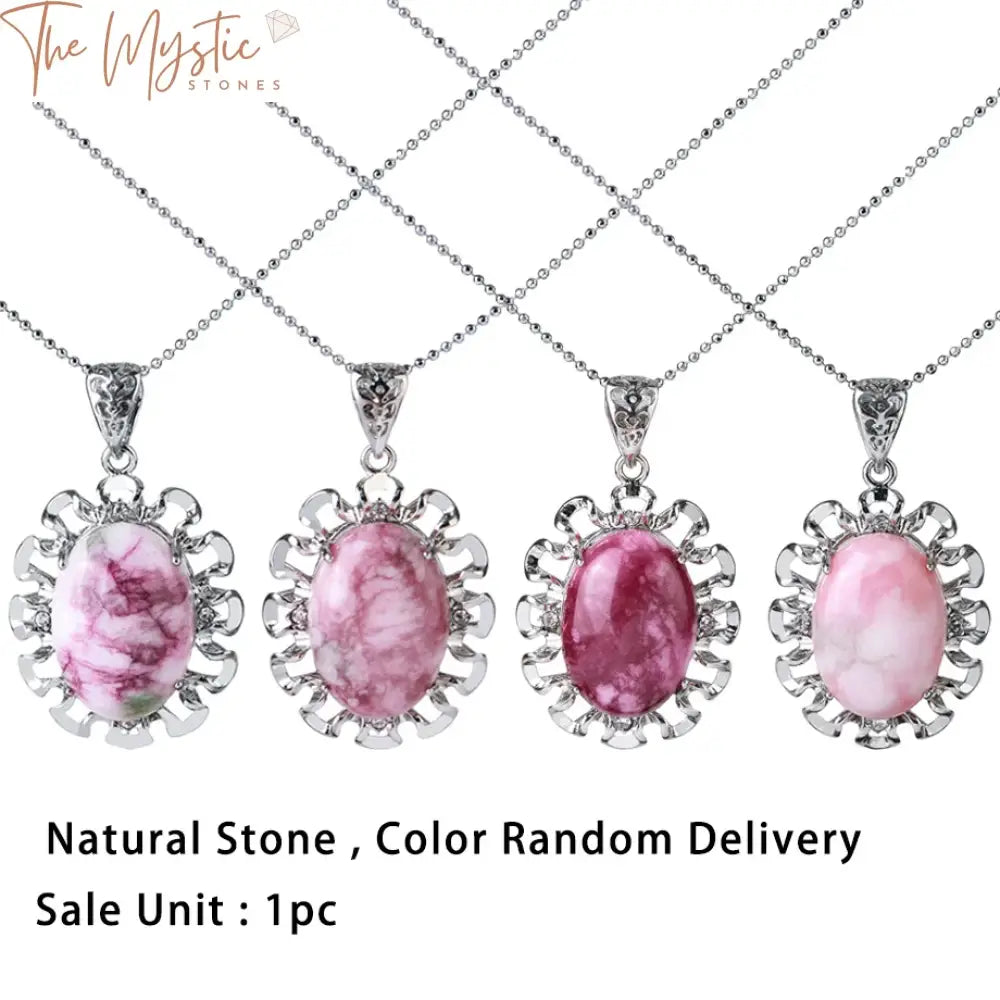 Pink Crystal Oval Pendant