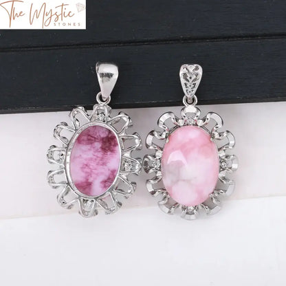 Pink Crystal Oval Pendant