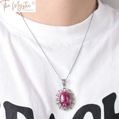 Pink Crystal Oval Pendant