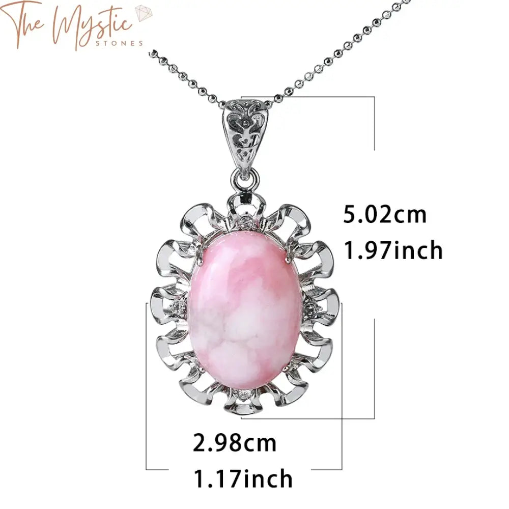 Pink Crystal Oval Pendant