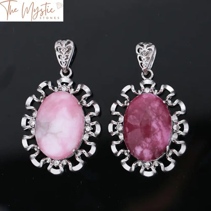 Pink Crystal Oval Pendant