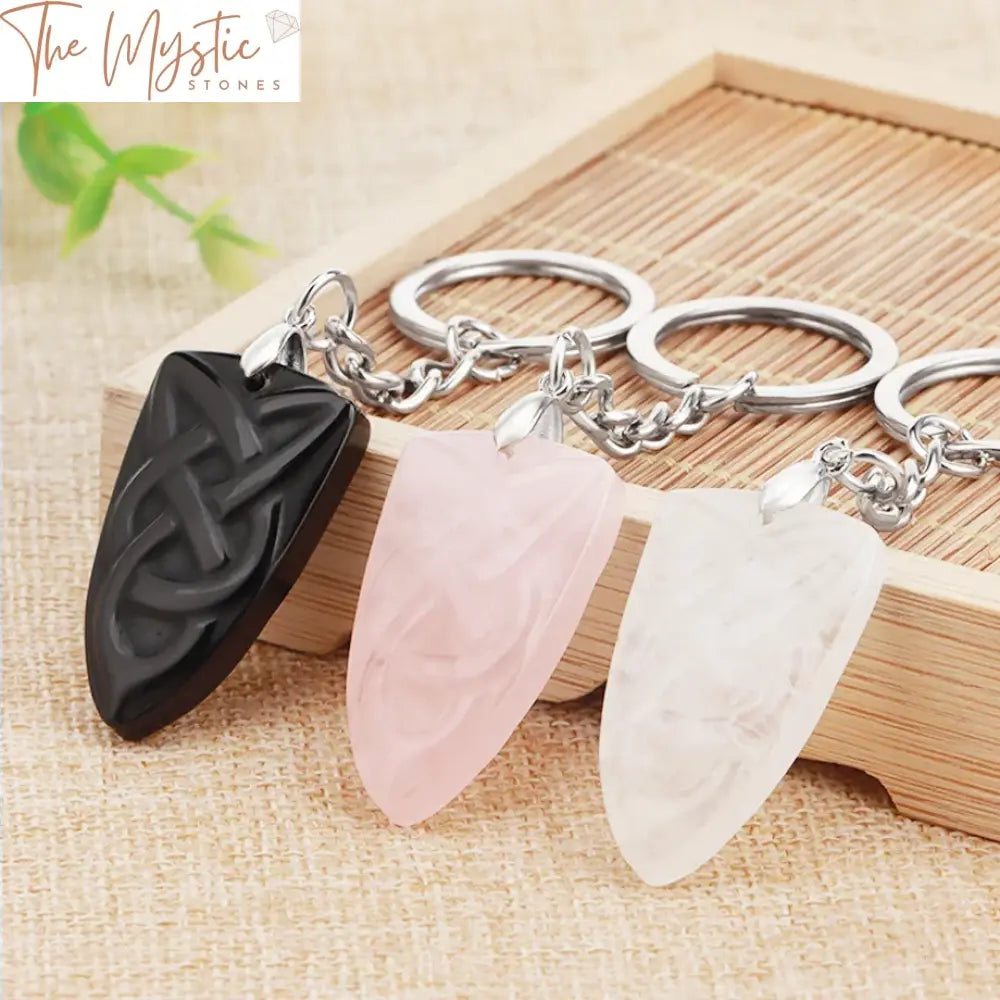 Pink Crystal Shield Keychain