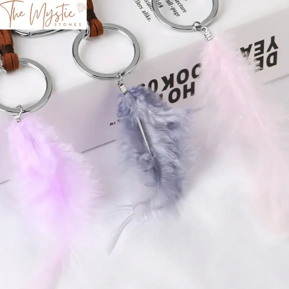 Pink Moon Crystal Dream Catcher Keychain