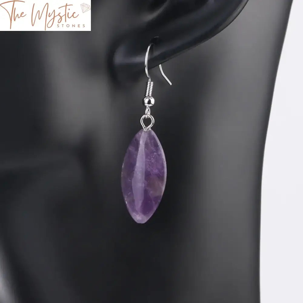 Pink Purple Quartz Horse Eye Dangle Earrings