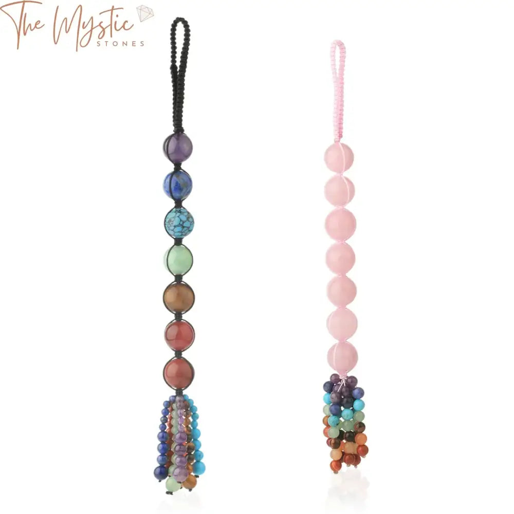 Pink Quartz 7 Chakra Stone Car Hanging