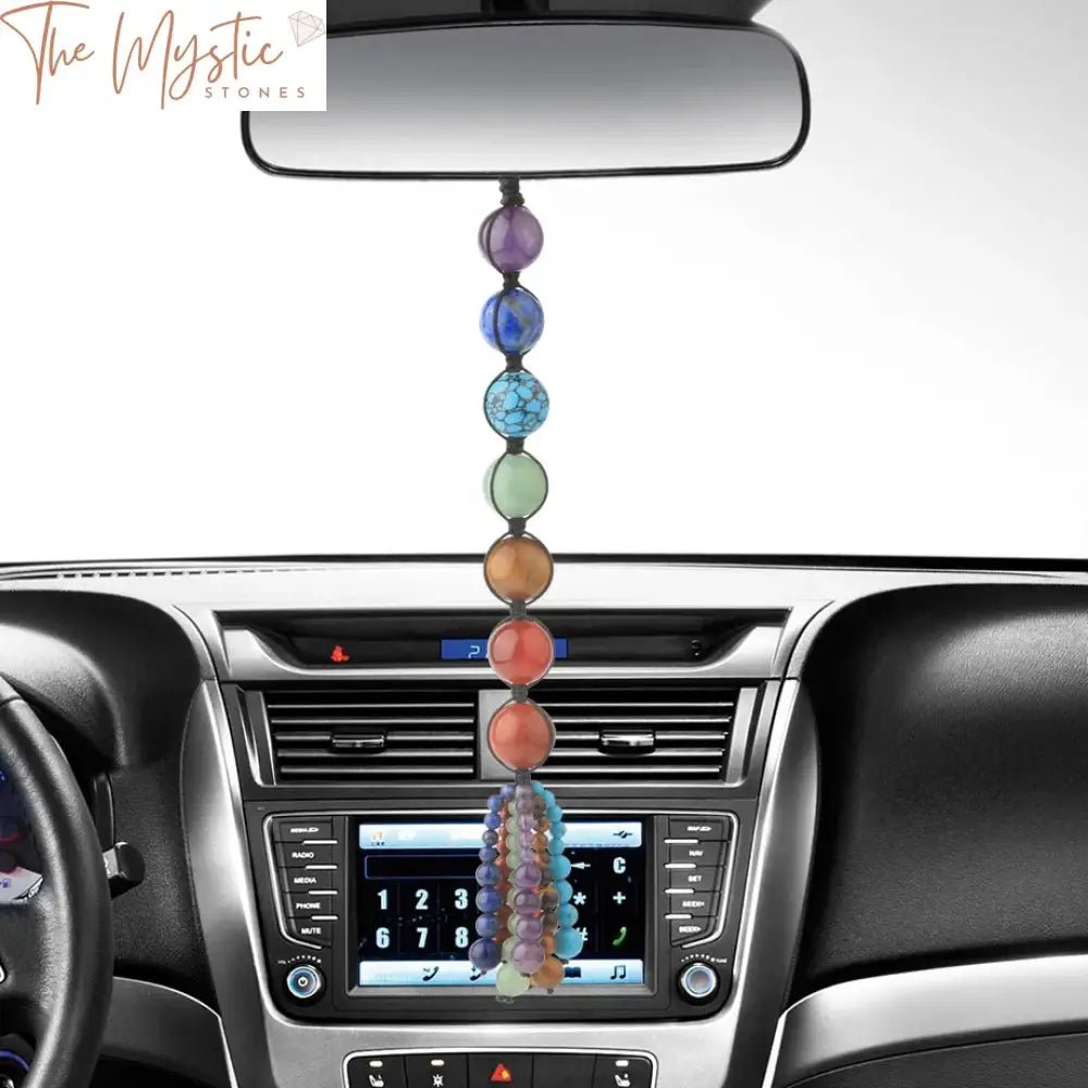 Pink Quartz 7 Chakra Stone Car Hanging