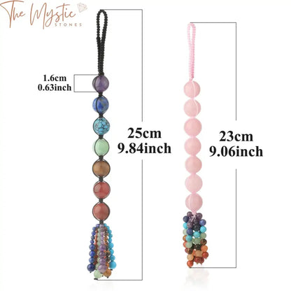 Pink Quartz 7 Chakra Stone Car Hanging