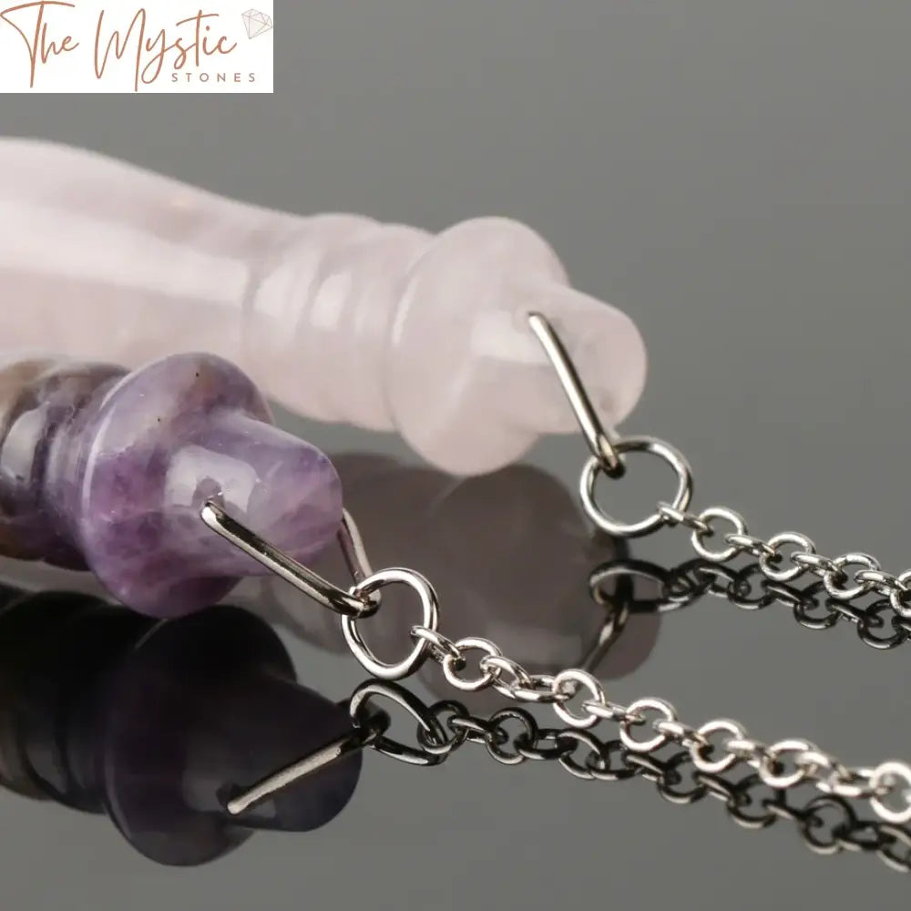 Pink Quartz And Lapis Crystal Reiki Pendulum