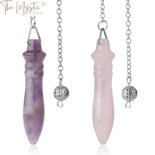 Pink Quartz And Lapis Crystal Reiki Pendulum