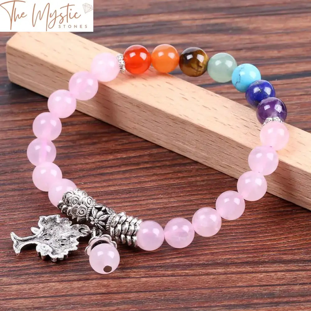 Pink Quartz Chakra Tree Bracelet