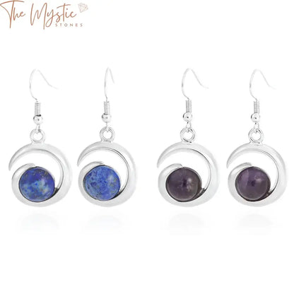 A pair of elegant dangle earrings featuring natural stone pendants.