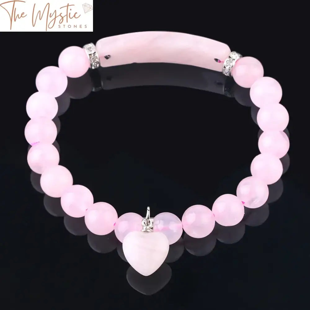 Pink Quartz Heart Charm Bracelet