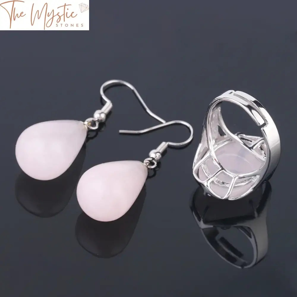 Pink Quartz Reiki Jewelry Set