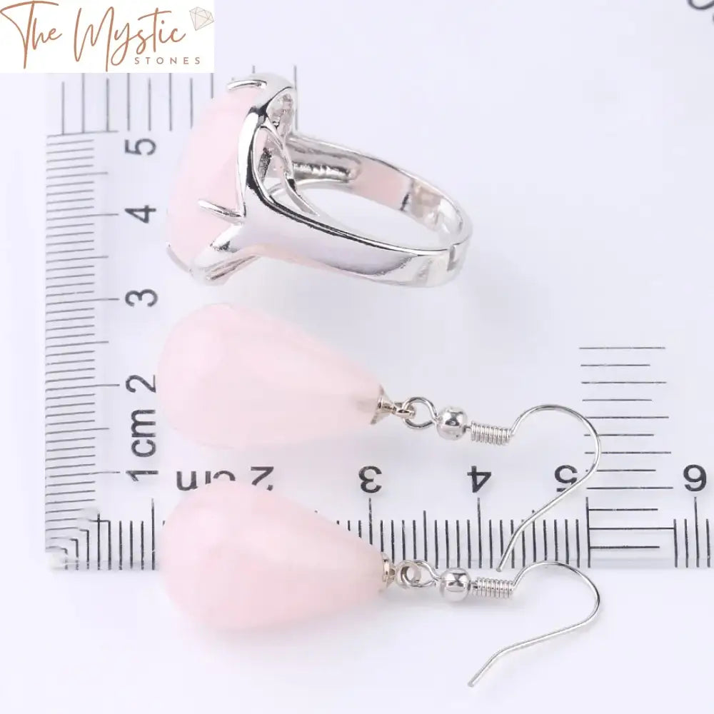 Pink Quartz Reiki Jewelry Set