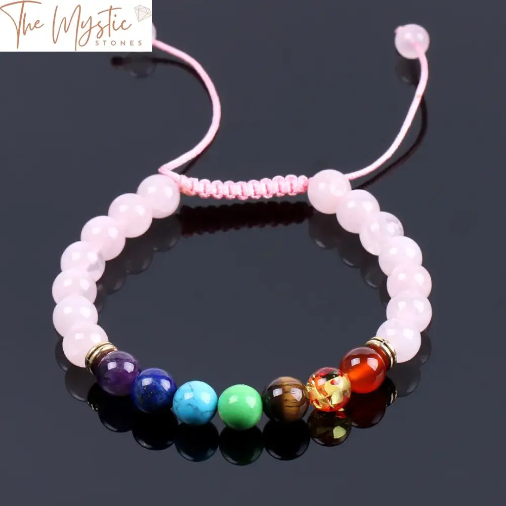 A collection of pink quartz bracelets and bangles for women, featuring natural gemstone mala beads.