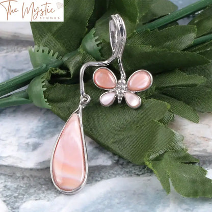 Pink Shell Butterfly Pendant Necklace