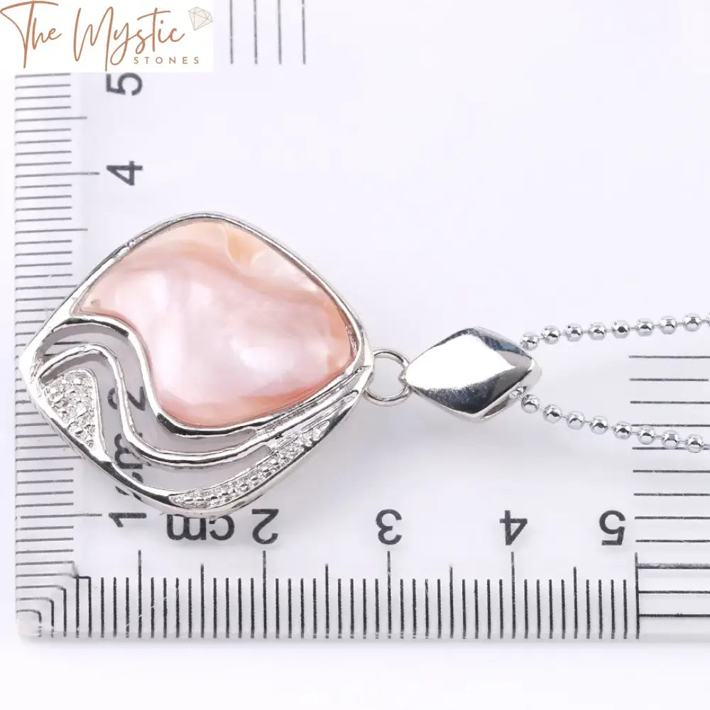 Pink Shell Geometric Pendant Necklace