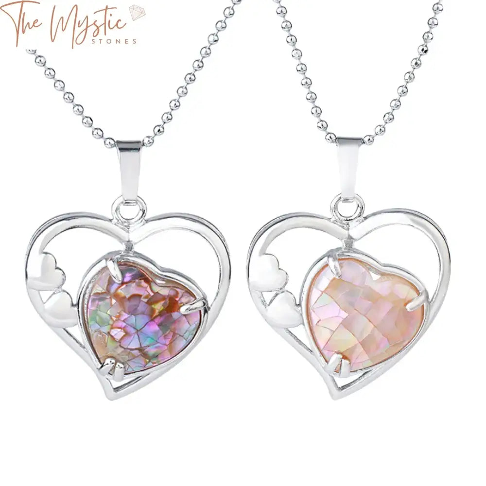 A beautifully crafted necklace featuring a natural shell pendant with a multicolor pink hue.