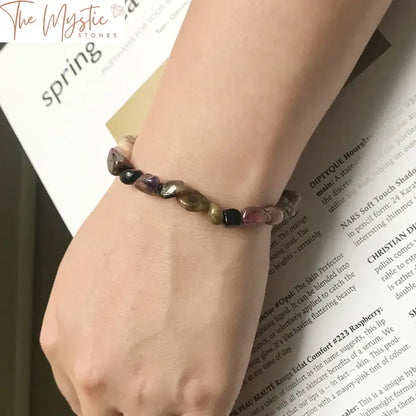 Pink Tourmaline Nugget Stretch Bracelet