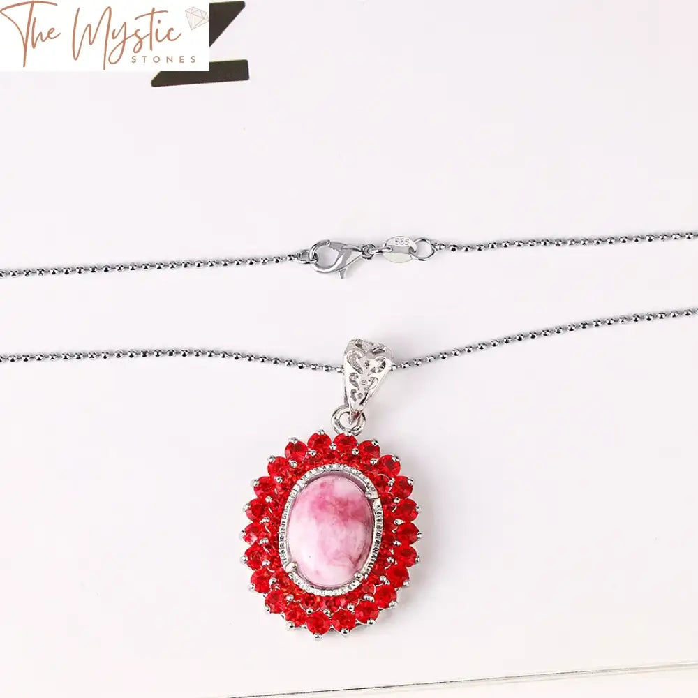 Pink Zircon Crystal Pendant Necklace