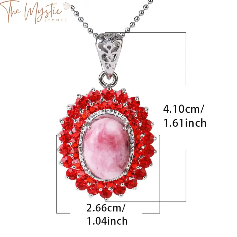 Pink Zircon Crystal Pendant Necklace