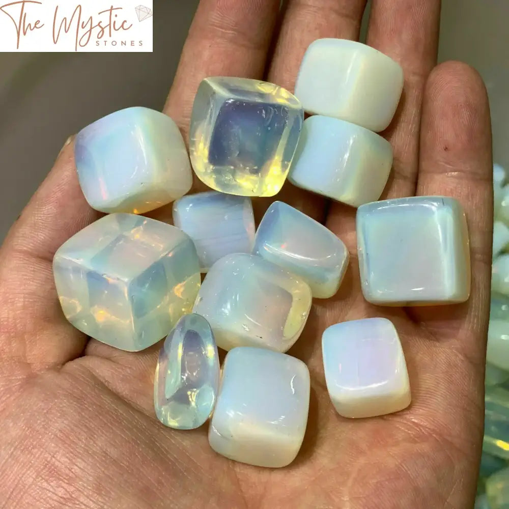 Polished Opal Quartz Cube - Reiki Healing Crystal