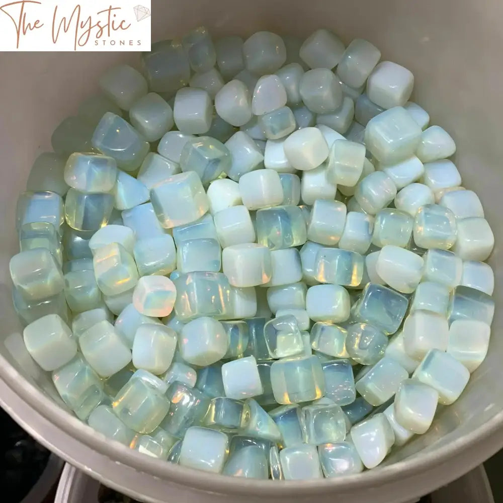 Polished Opal Quartz Cube - Reiki Healing Crystal