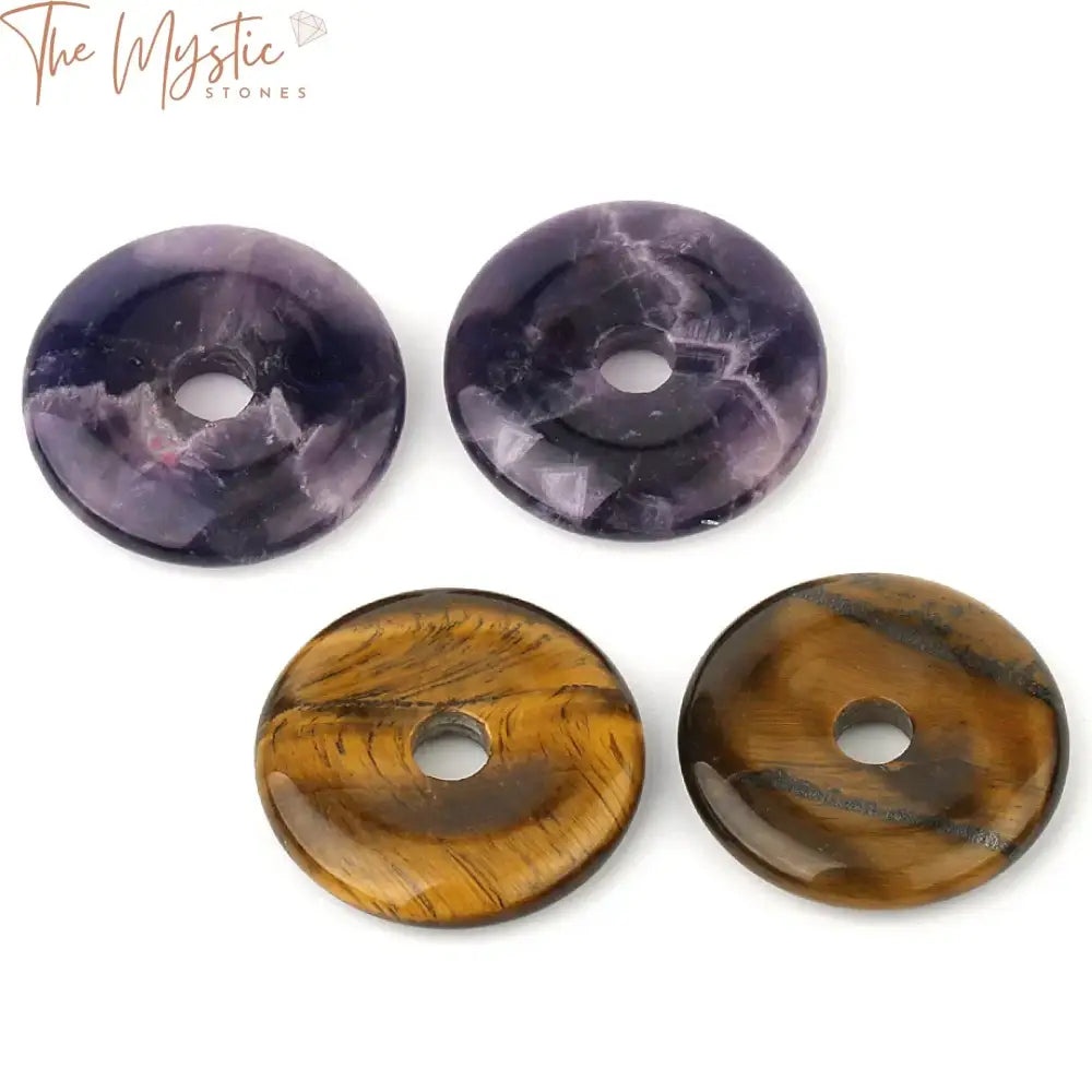 Purple Crystal & Tiger Eye Donut Beads