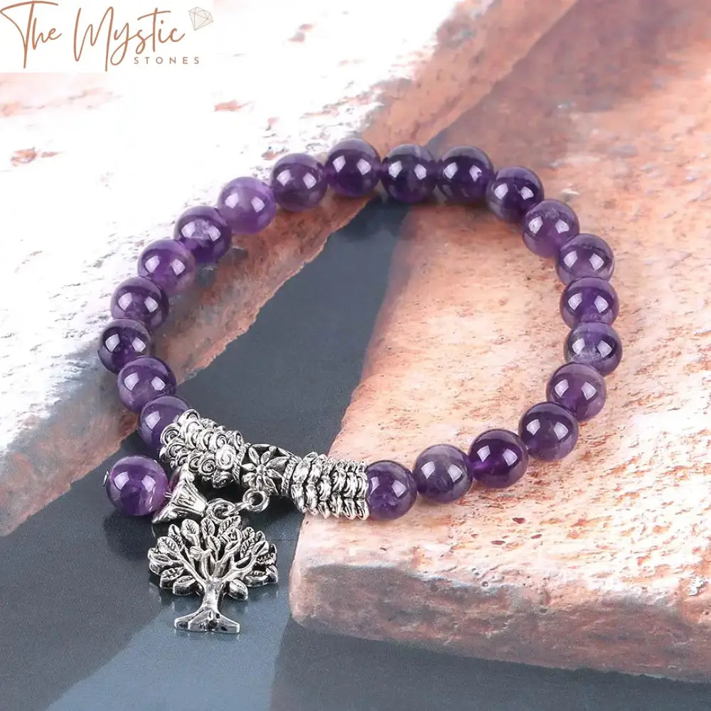 Purple Crystal Tree Of Life Bracelet