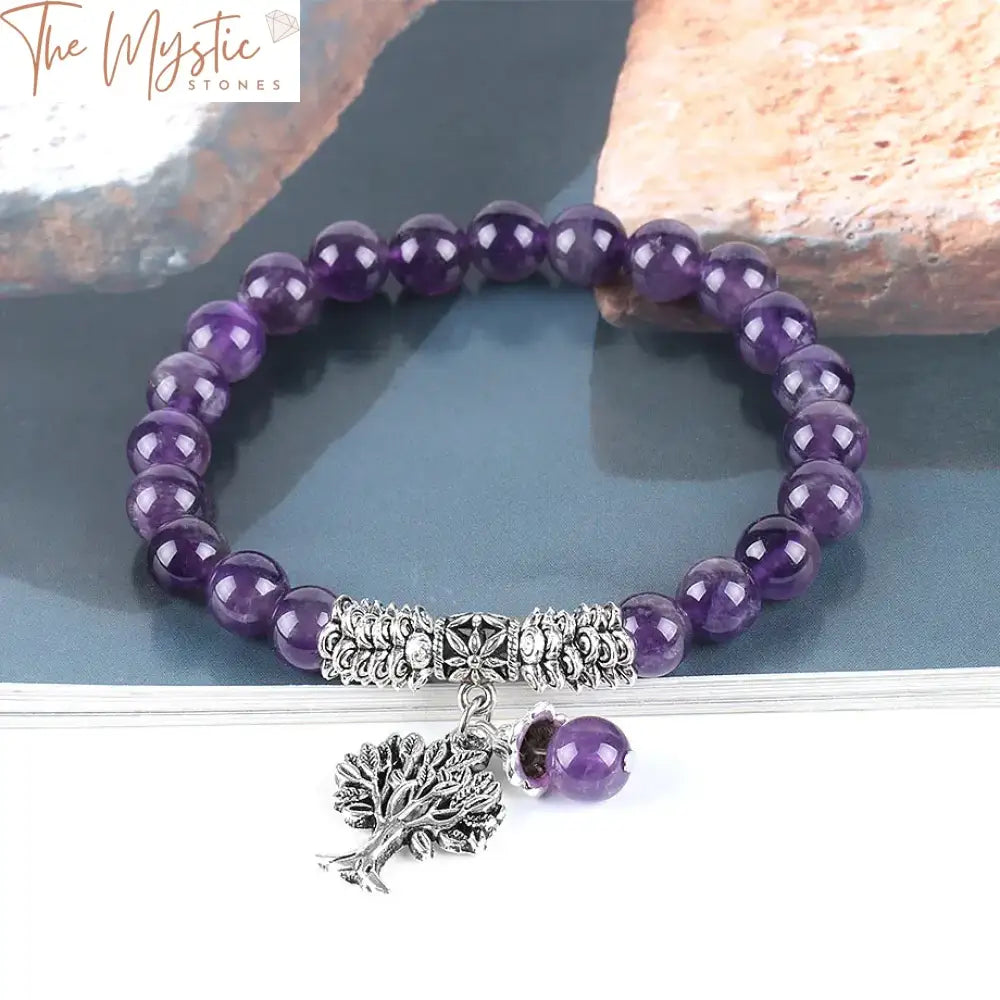 Purple Crystal Tree Of Life Bracelet