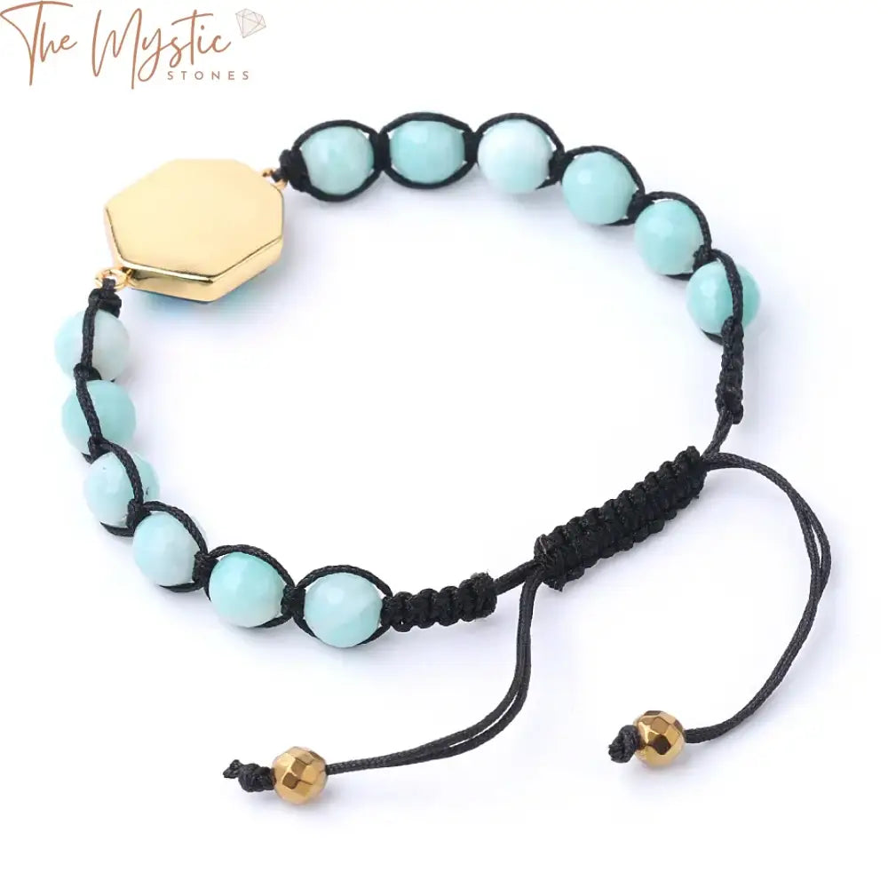 Purple Quartz Black Tourmaline & Amazonite Stone Bracelet