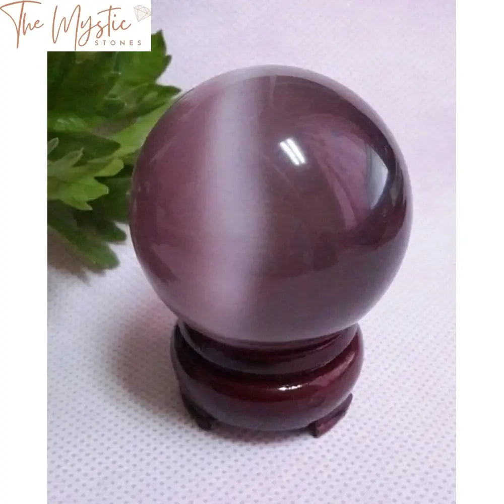 Purple Quartz Cat Eye Sphere 40Mm