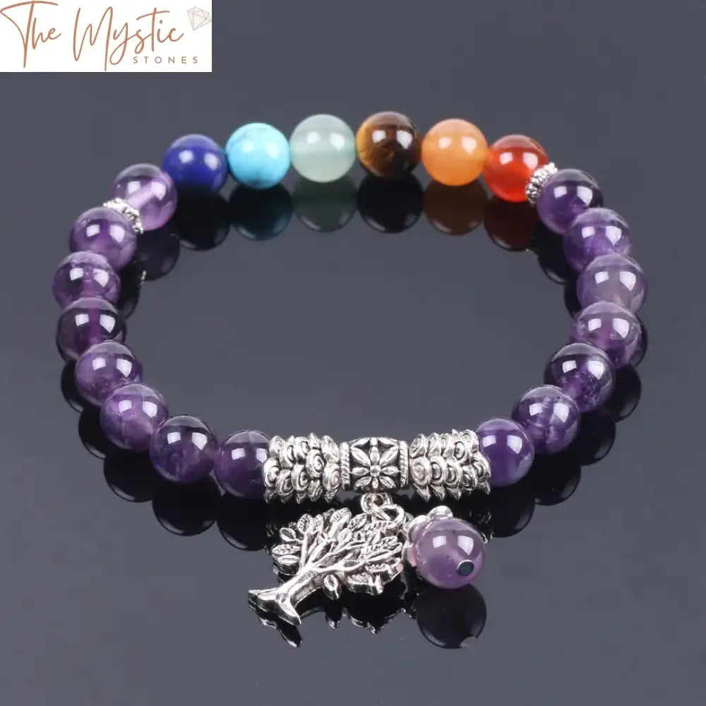 Purple Quartz Chakra Tree Bracelet