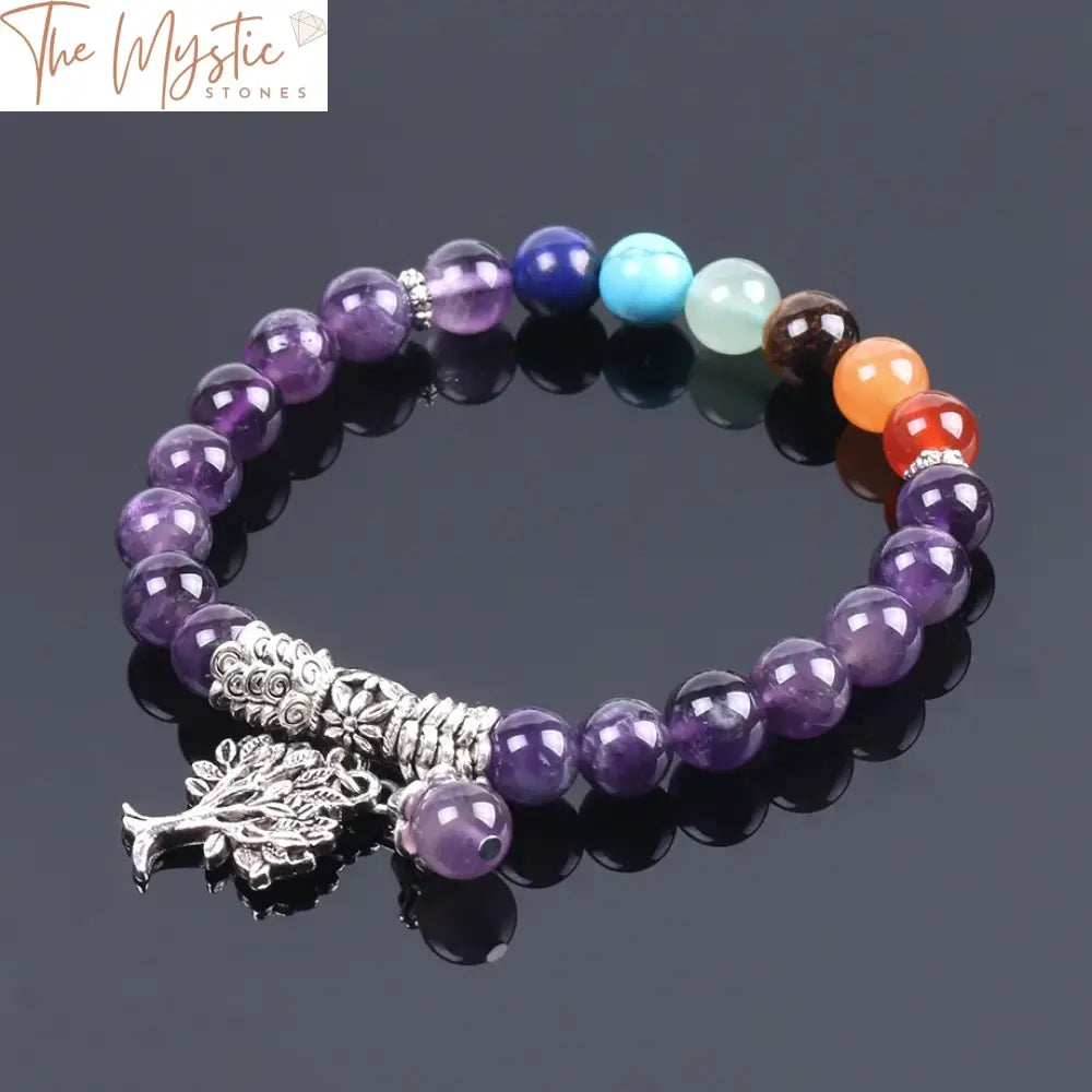 Purple Quartz Chakra Tree Bracelet