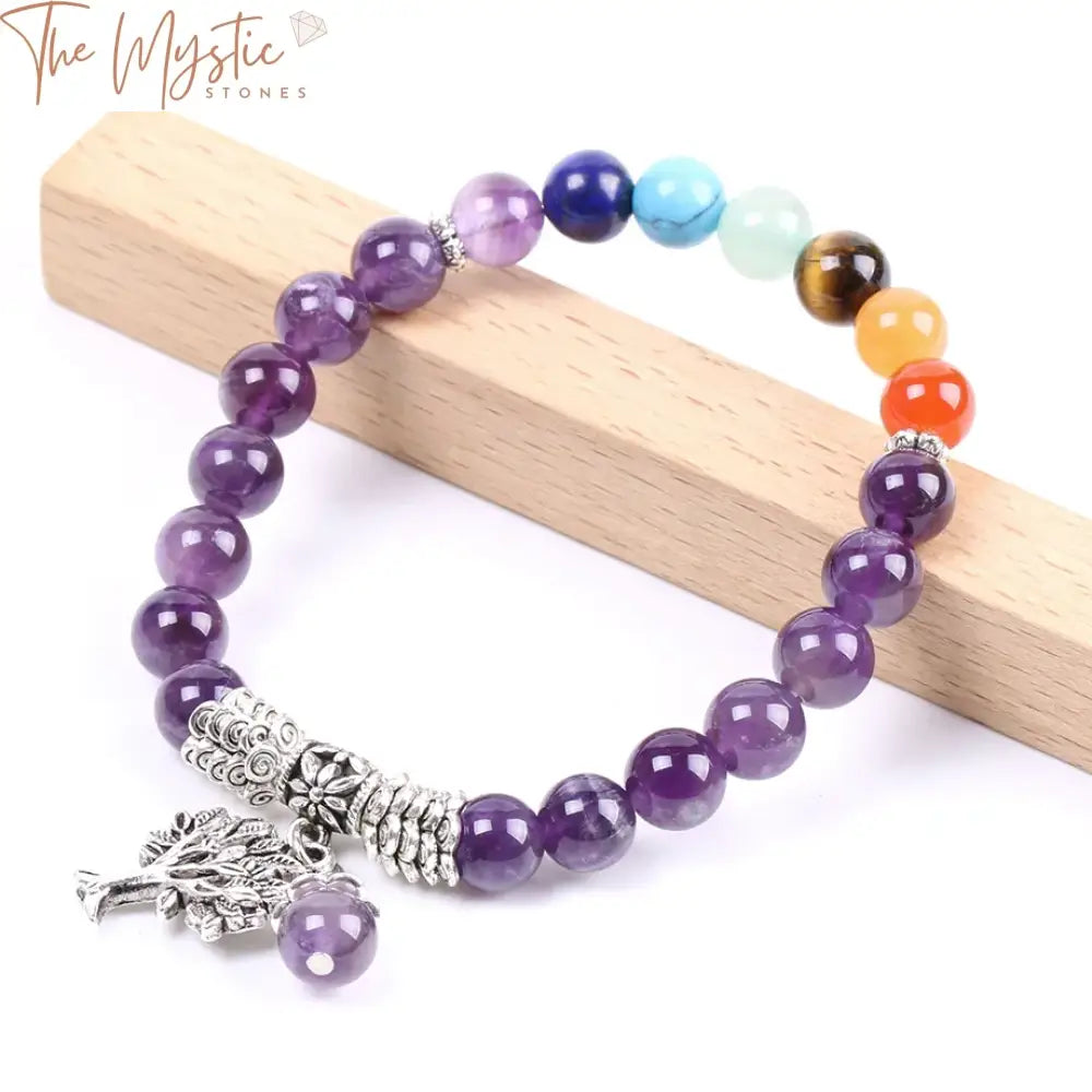 Purple Quartz Chakra Tree Bracelet