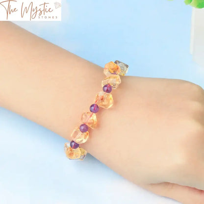 Purple Yellow Crystal Reiki Bead Bracelet