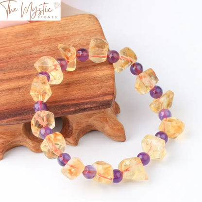 Purple Yellow Crystal Reiki Bead Bracelet