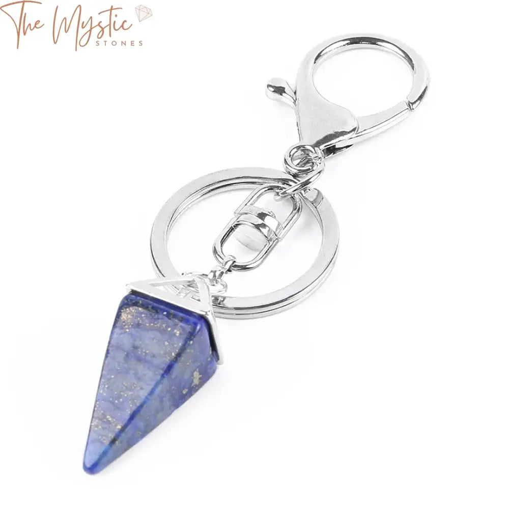 Pyramid Quartz Keychain With Lobster Clasp