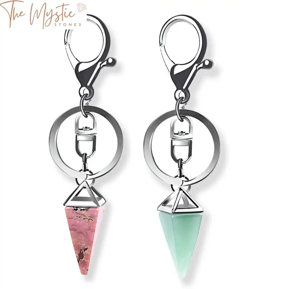 Pyramid Quartz Keychain With Lobster Clasp